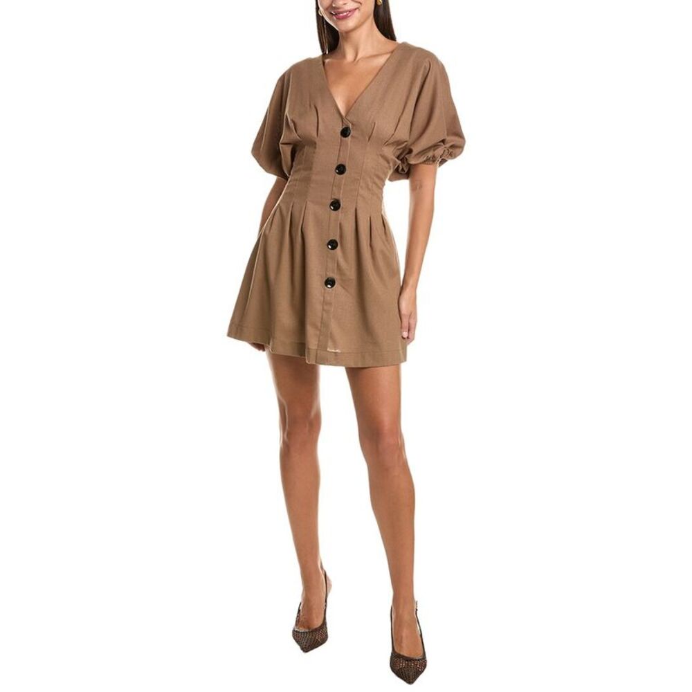 Hl Affair Womens  Button Mini Dress, Brown